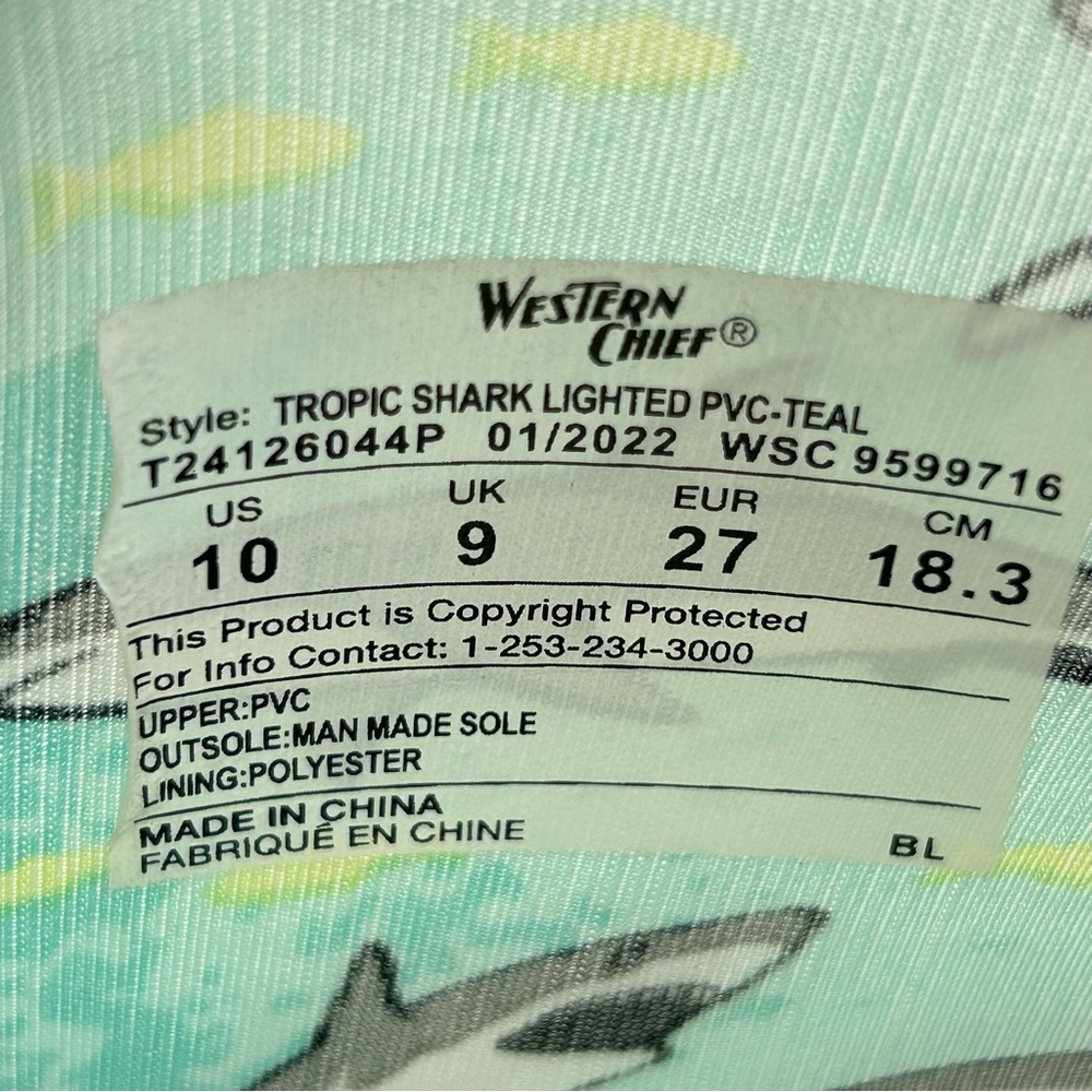 Western Chief Shark Chase Lighted Rain Boots Sz 10T - Picture 13 of 13